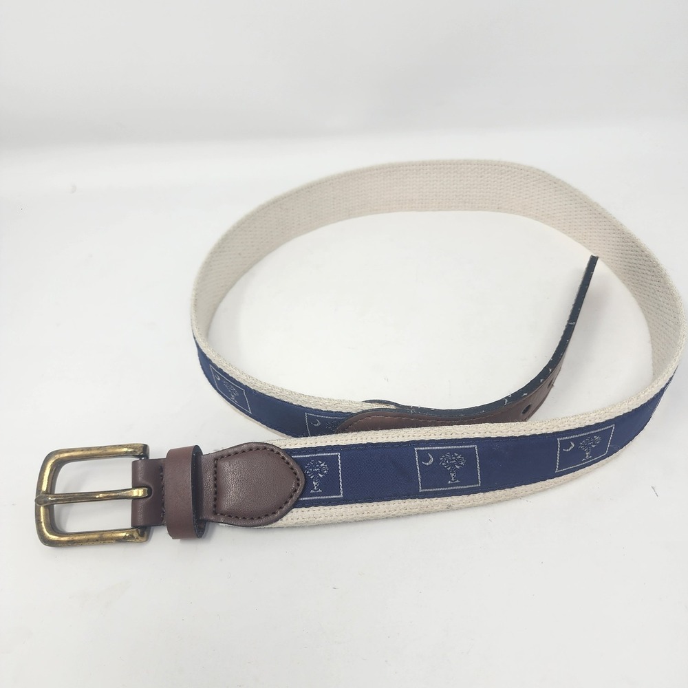Jabi Palmetto Tree South Carolina Canvas Leather Belt Men's L Navy